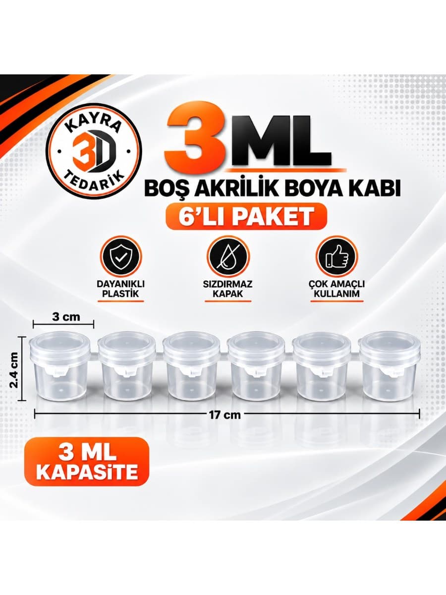 3ml Boş  Akrilik boya Kabı  6'lı
