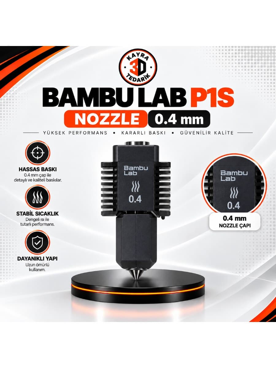 Bambu lab p1s Orjinal  Nozzle 0.4mm Sıkıştırılmış Çelik