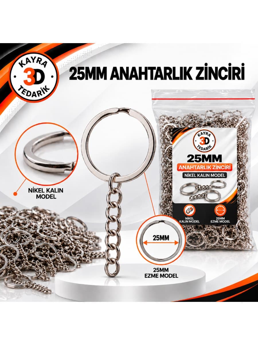 25mm Anahtarlık Zinciri Nikel ( Kalın )