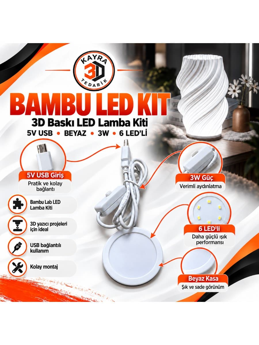 Bambu Lab LED Lamp Kit  3D Baskı LED (Beyaz)