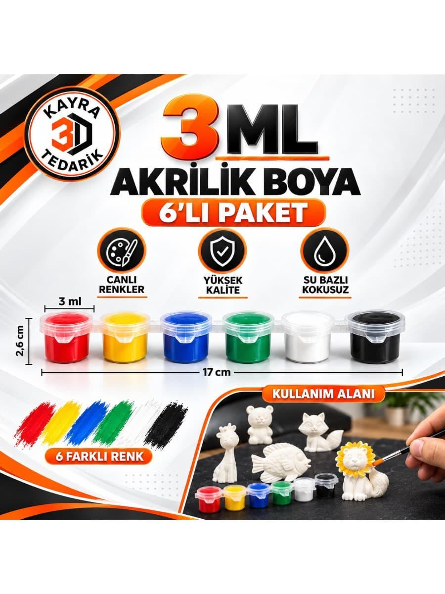 3ml Akrilik boya 6'lı