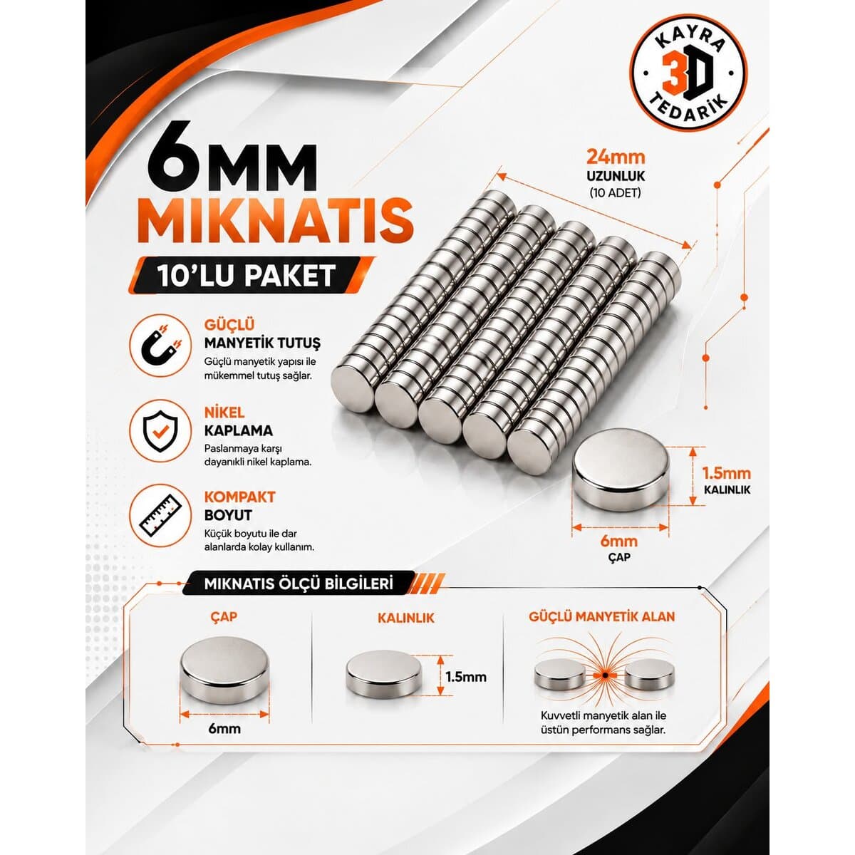 6 mm Mıknatıs (6 × 1,5 mm)